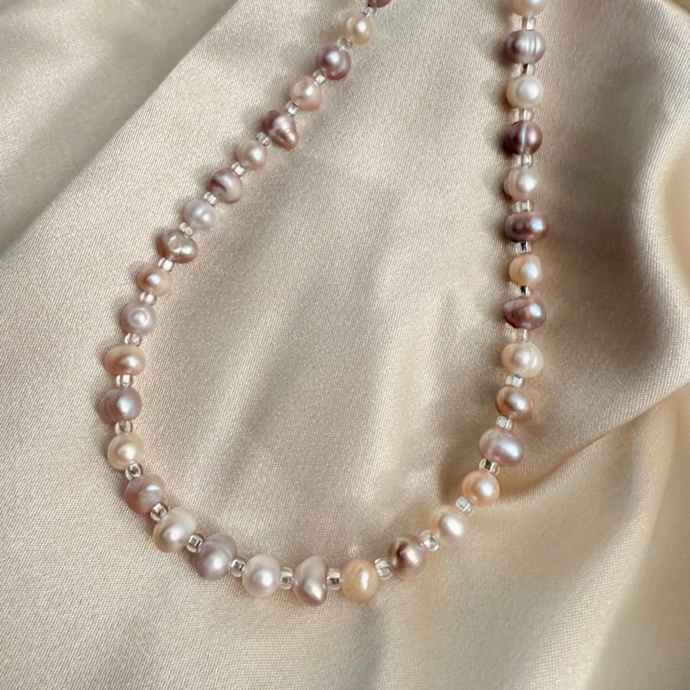 Baroque Freshwater Pearl Minimalist Necklace With Sterling Silver Accents
